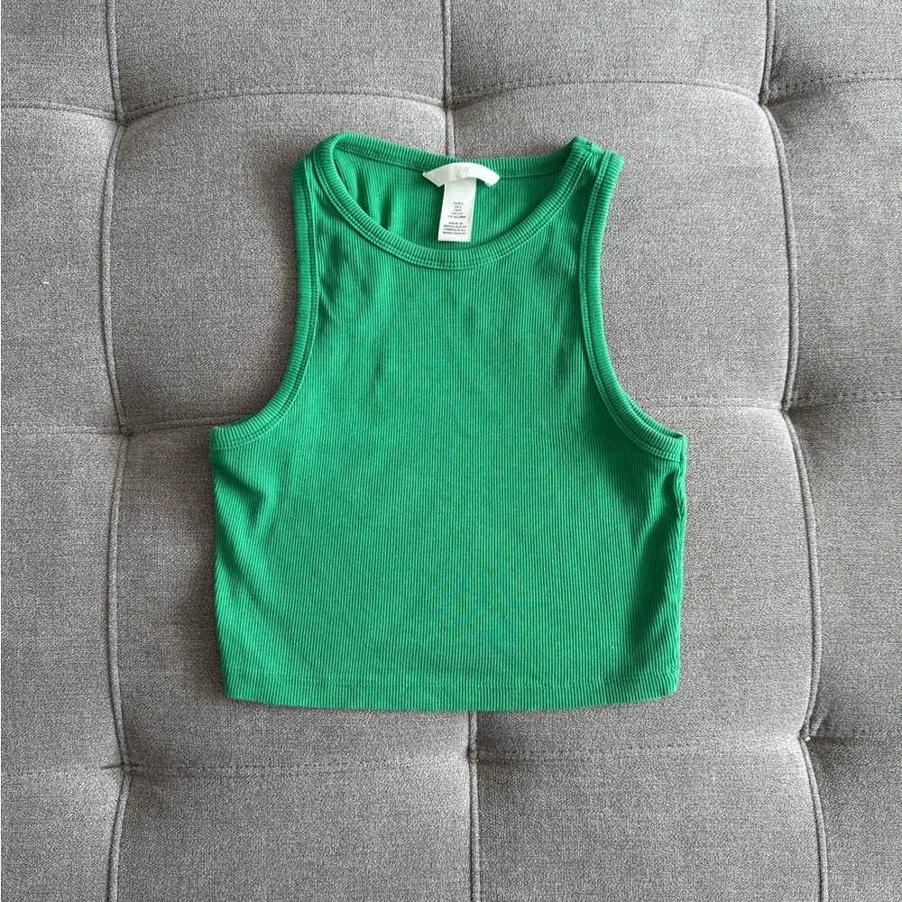 H&M Green Ribbed Crop Top